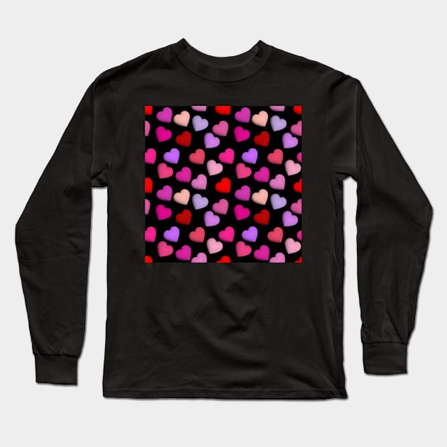 3d Heart Pattern Long Sleeve T-Shirt by Doggomuffin 